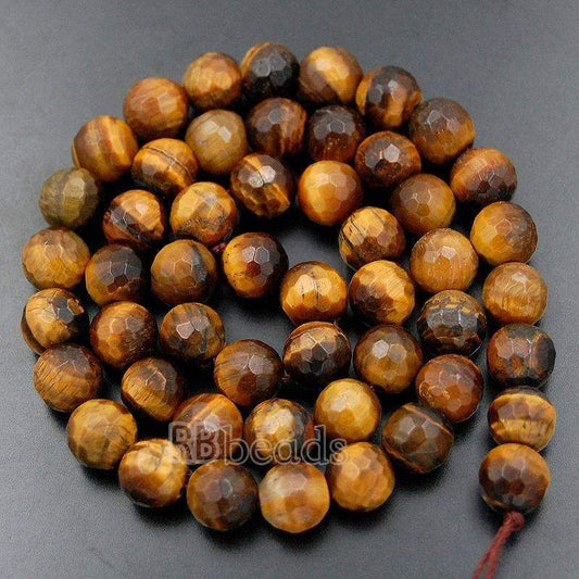 Natural Faceted Brown Yellow Tiger Eye Beads, Gemstone Beads, Jewelry Round Stone Spacer Beads 4mm 6mm 8mm 10mm