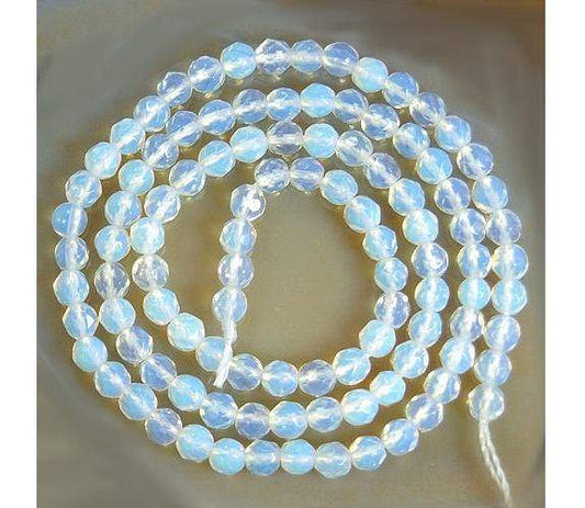 Natural Faceted Clear White Opalite Beads 4mm 6mm 8mm 10mm Gemstone Beads, Stone Round Natural Beads, 15''5 strand