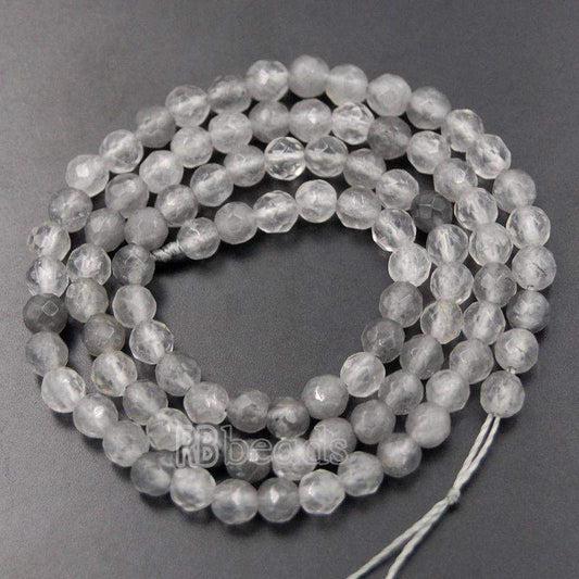 Natural Faceted Cloudy Gemstone Quartz Beads, Jewelry Loose 4mm 6mm 8mm Gray Quartz Stone Round Beads, For Jewelry making and Beading