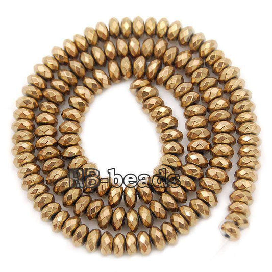 Natural Faceted Copper Hematite Rondelle Beads, 2-10mm 16'' strand