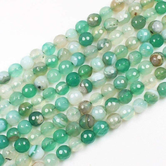 Natural Faceted Green Stripe Agate beads, Round 6-10mm, 15.5'' strand