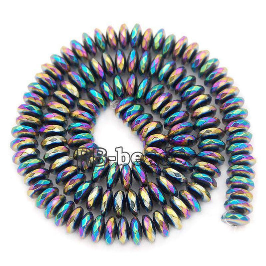 Natural Faceted Multicolor Hematite Rondelle Beads, 2-10mm 16'' strand