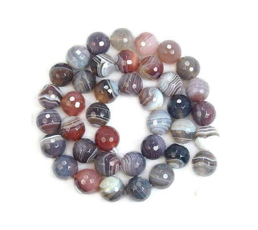 Natural Faceted Persian Botswana Agate Beads, Round 6-14mm 15.5'' str