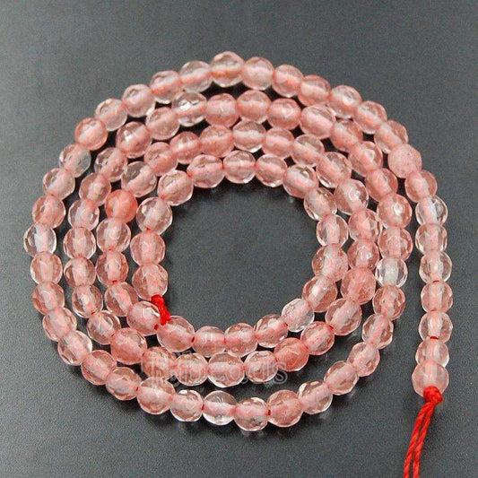 Natural Faceted Rose Cherry Quartz Beads, 4mm 6mm 8mm 10mm 12mm Round Jewelry Gemstone Stone Beads, 15'5 st. For Jewelry making and Beading
