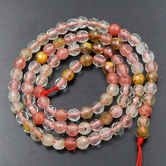 Natural Faceted Volcano Cherry Quartz Beads, 4mm 6mm 8mm 10mm 12mm Round Jewelry Gemstone Stone Beads, For Jewelry making and Beading