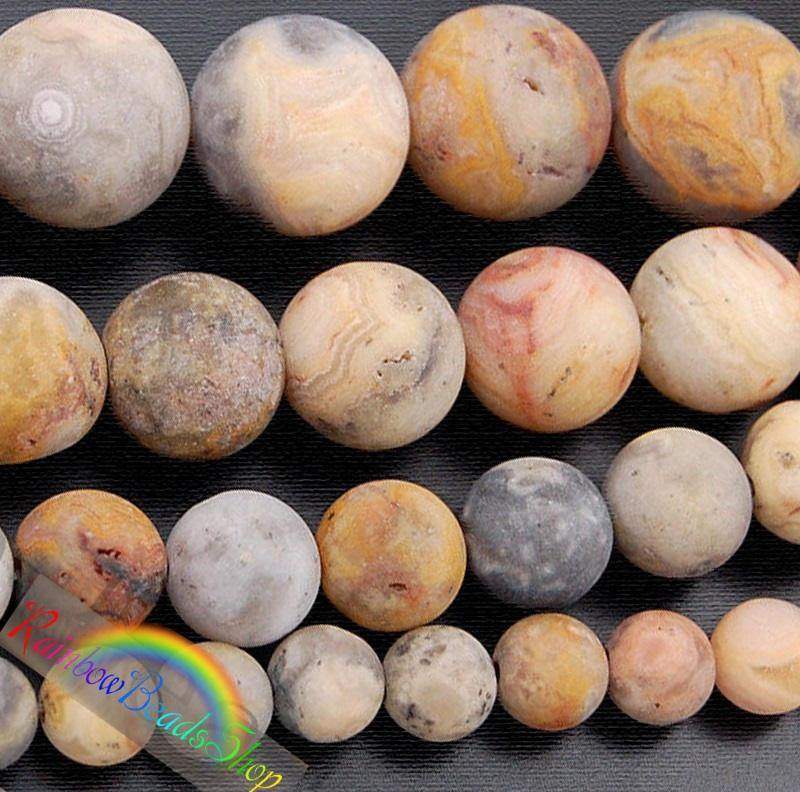 Natural Frosted Crazy Agate beads, Round 4-12mm, 15.5'' inch strand