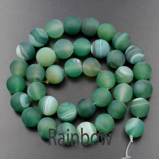 Natural Frosted Stripe Agate beads Round 6-12mm, 15.5'' inch strand