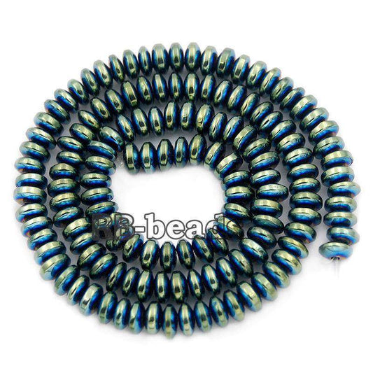 Natural Green Hematite Smooth Rondelle Beads, 2-10mm 16'' strand