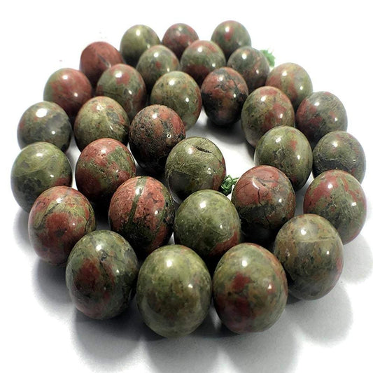 Natural Green Red Unakite beads, Round Gemstone 2-12mm 15''5 strand