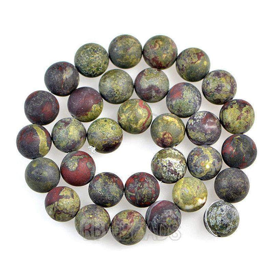 Natural Matte Frosted Dragon Bloodstone Beads, 4-12mm, 15.5'' Strand