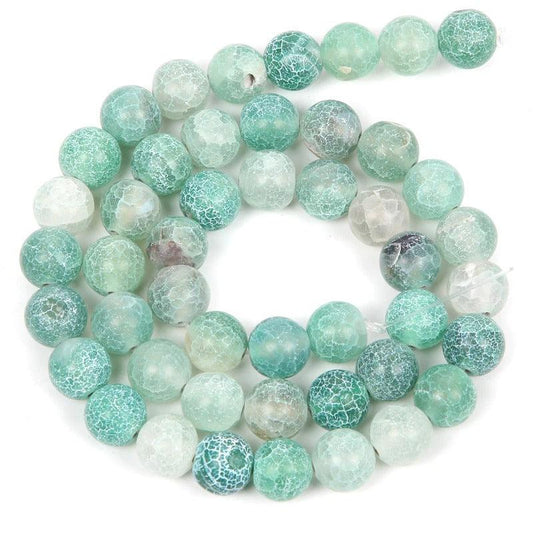 Natural Matte Frosted Green Fire Crackle Agate beads, 4-16mm Round
