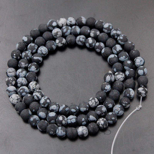 Natural Matte Frosted SnowFlake obsidian Jasper Beads, 4-12mm