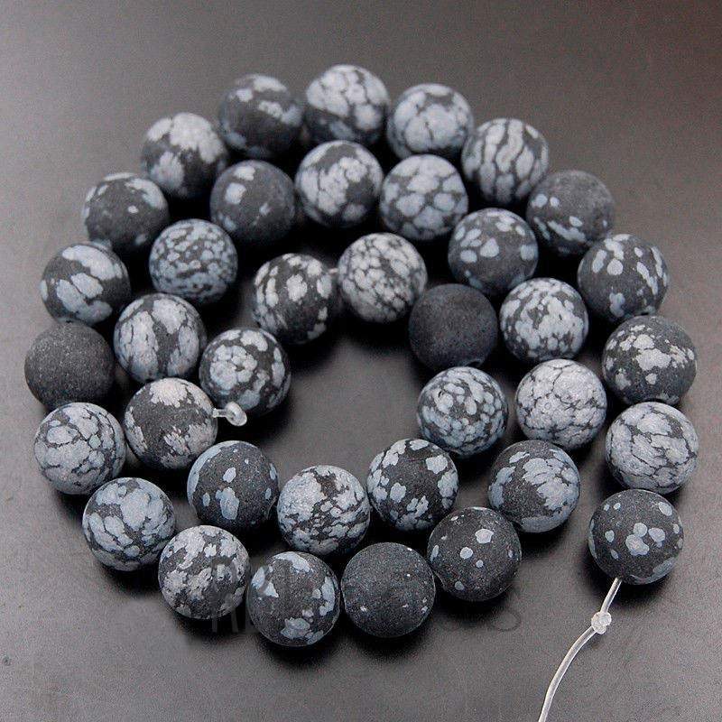 Natural Matte Frosted SnowFlake obsidian Jasper Beads, 4-12mm