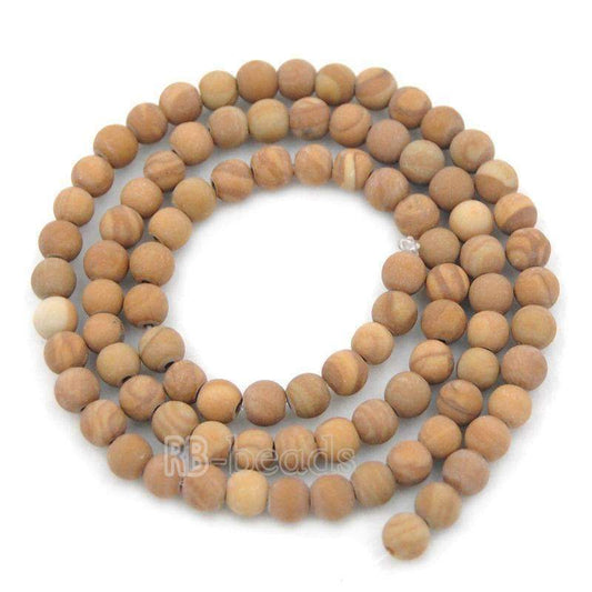 Natural matte frosted Wood Grain Jasper Brown Beads, 4- 10mm