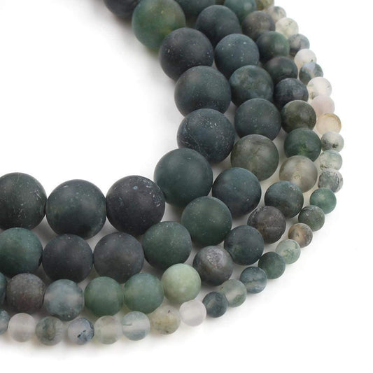 Natural Matte Moss Agate Beads, 4-12mm round, 15.5'' full strand
