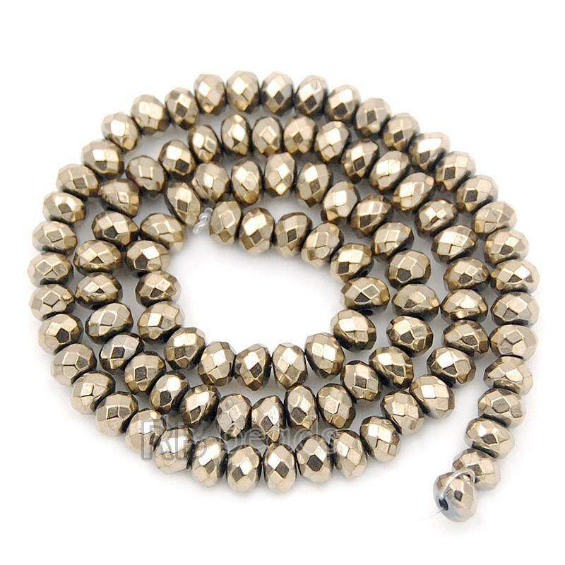 Natural Pyrite Hematite Faceted Rondelle Beads, 2-10mm 16'' strand