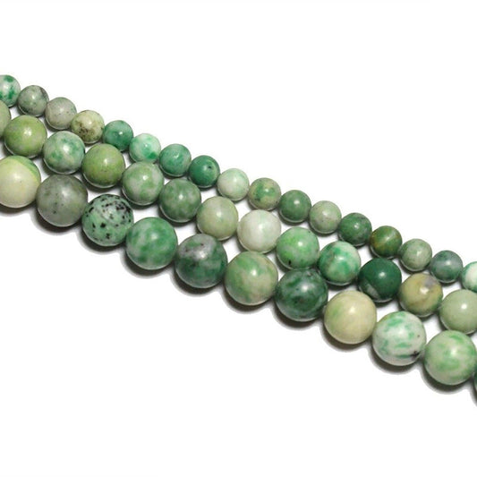 Natural Qinghai Green Jade beads, round Chinese nephrite