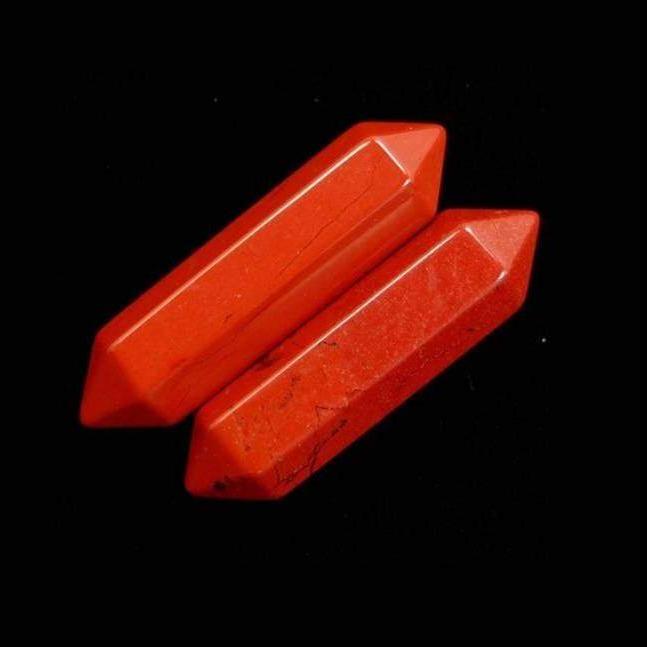 Natural Red Jasper double gemstone wand double chakra Healing crystal hexagonal Stone