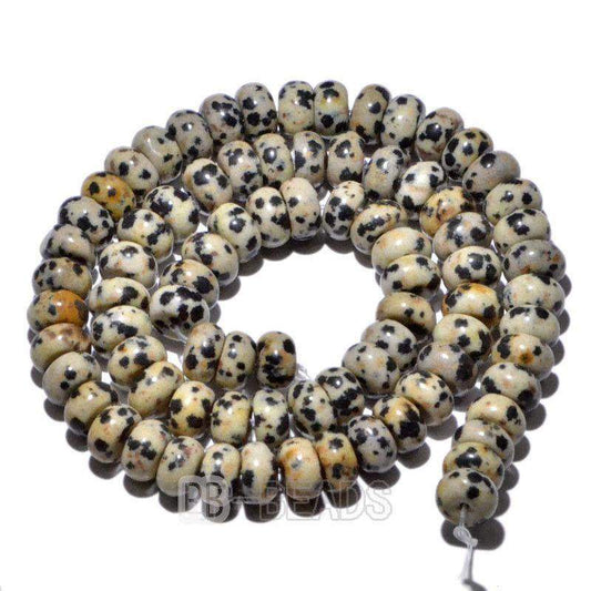Natural Rondelle Dalmatian Jasper Beads, Smooth Matte and Faceted