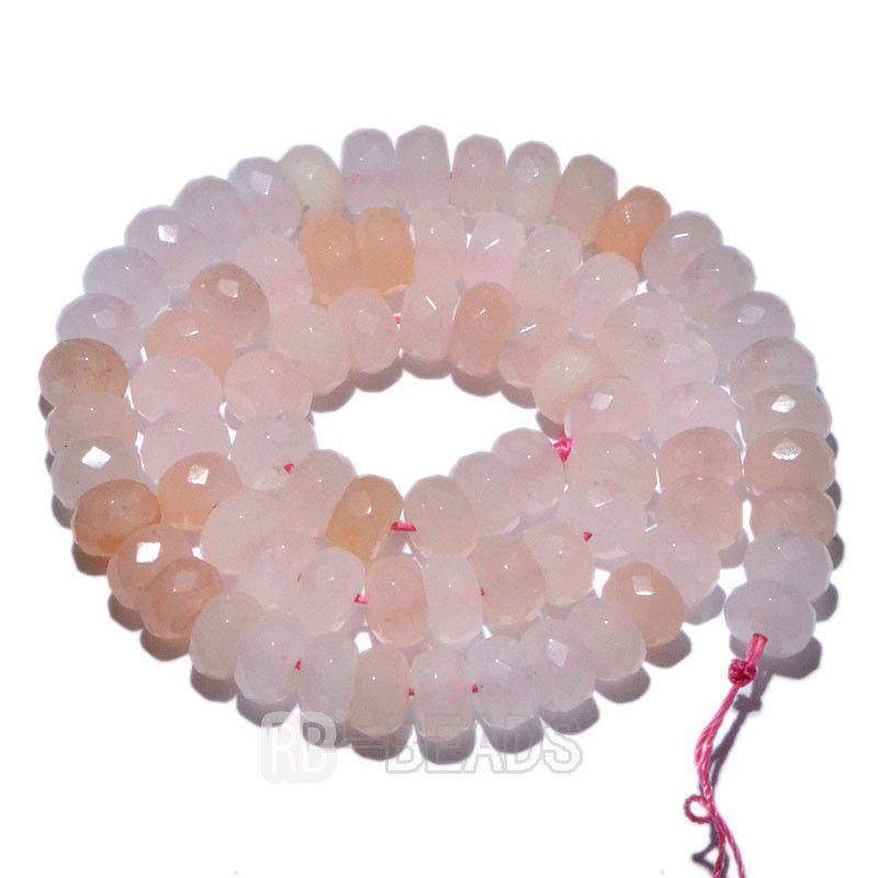 Natural Rondelle Pink Aventurine Beads, Smooth Matte and Faceted
