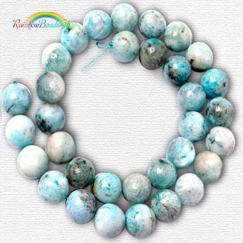 Natural Round Blue Hemimorphite Beads, Size 6-12mm, 15.5'' inch Strand