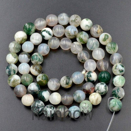 Natural Round Tree Agate Beads, 4-10mm, 15.5'' inch strand