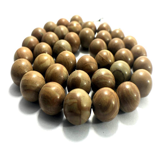 Natural Round Wood Grain Jasper Brown Beads, 4-10mm, 15.5'' strand