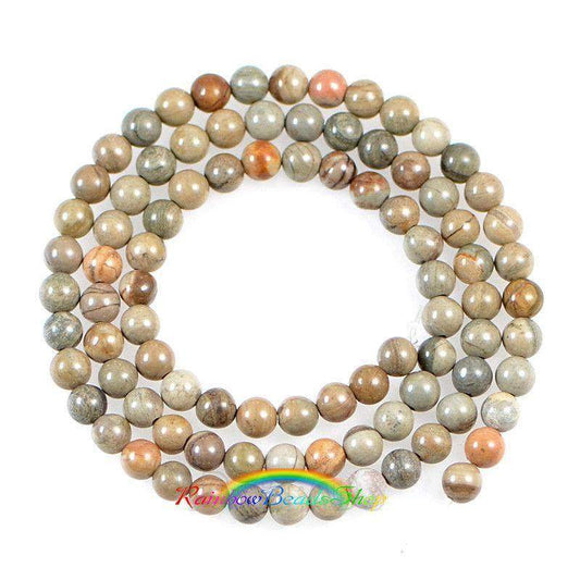 Natural Silver Leaf Jasper Round beads, 4-12mm, 15.5'' strand