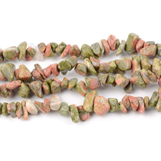 Natural Unakite Jasper Chip Beads, 5~8mm 34 Inc per strand