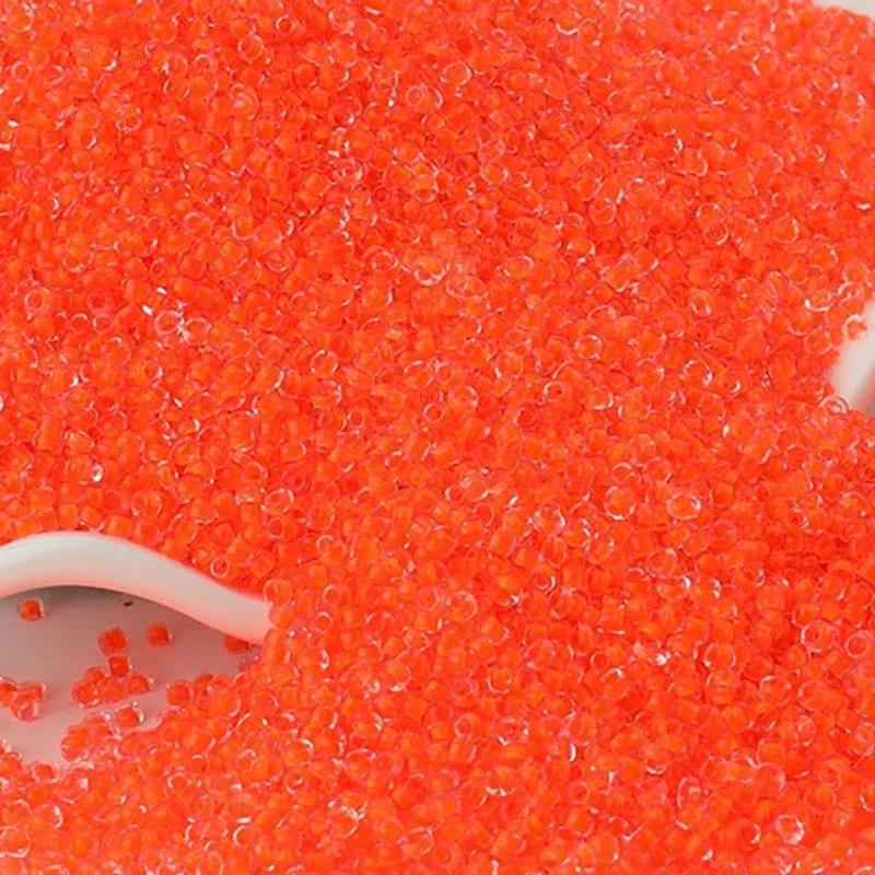 Orange Lined Transparen japanese seed beads, 2mm 12/0 Miyuki Delica small glass beads, Austria round beads, Clear, 1000 pcs