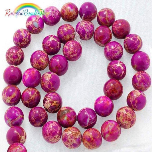 Purple Natural Sea Sediment Jasper, Round 4-12mm, 15.5'' Full Strand
