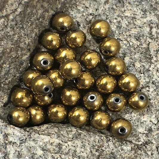 Round Gold Hematite beads, Wholesale Lot, 4-12mm 5-200pcs