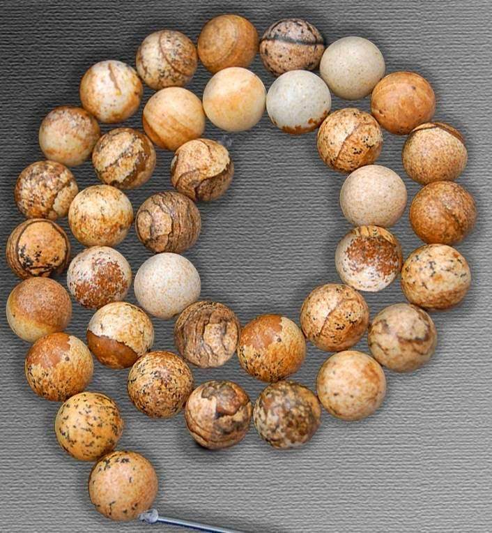 Round Picture Jaspr Beads, 15.5 Full Strand, 2-10mm