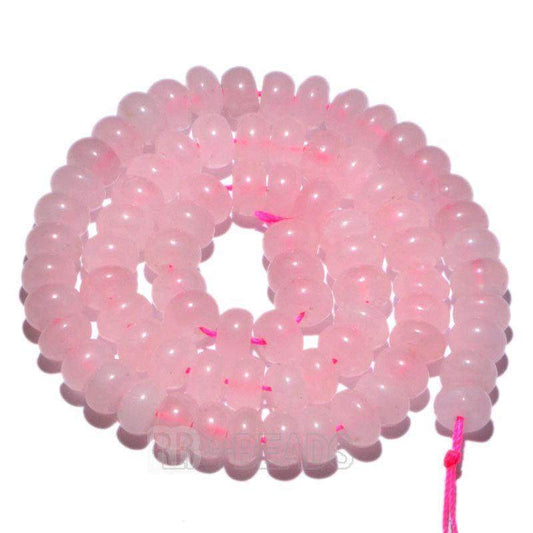 semiprecious Natural Rondelle Disk Rose Quartz Beads, Smooth Matte and Faceted Stone Beads, Loose 4x6mm 5x8mm Jewelry beads, 15.5'' strand
