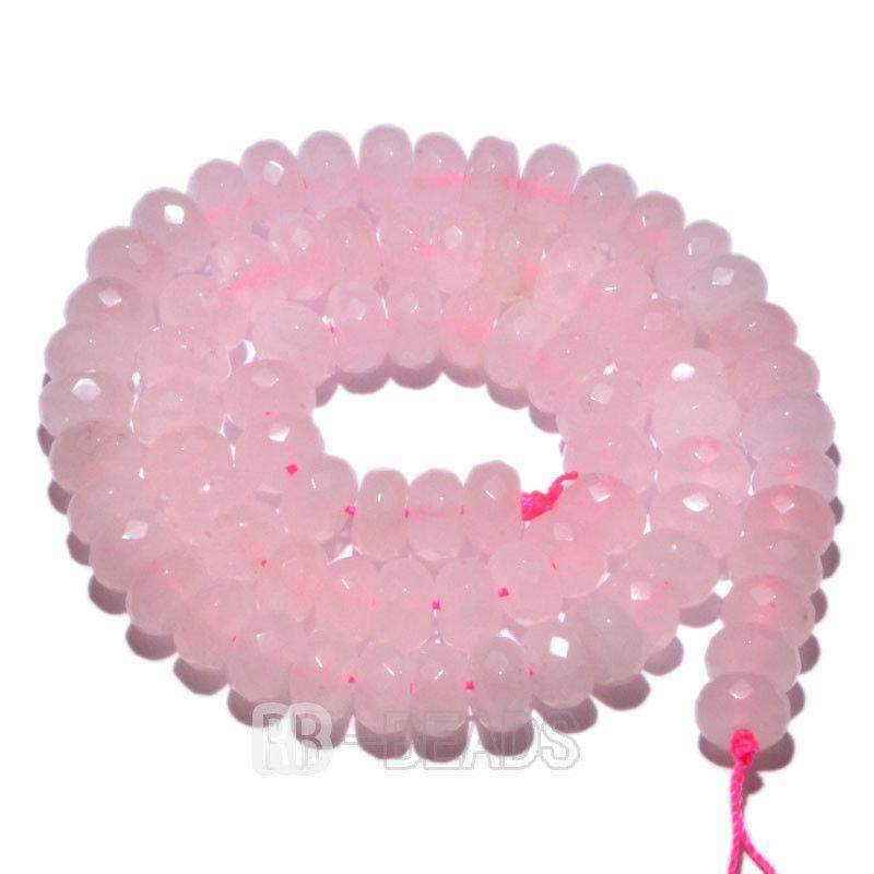 semiprecious Natural Rondelle Disk Rose Quartz Beads, Smooth Matte and Faceted Stone Beads, Loose 4x6mm 5x8mm Jewelry beads, 15.5'' strand