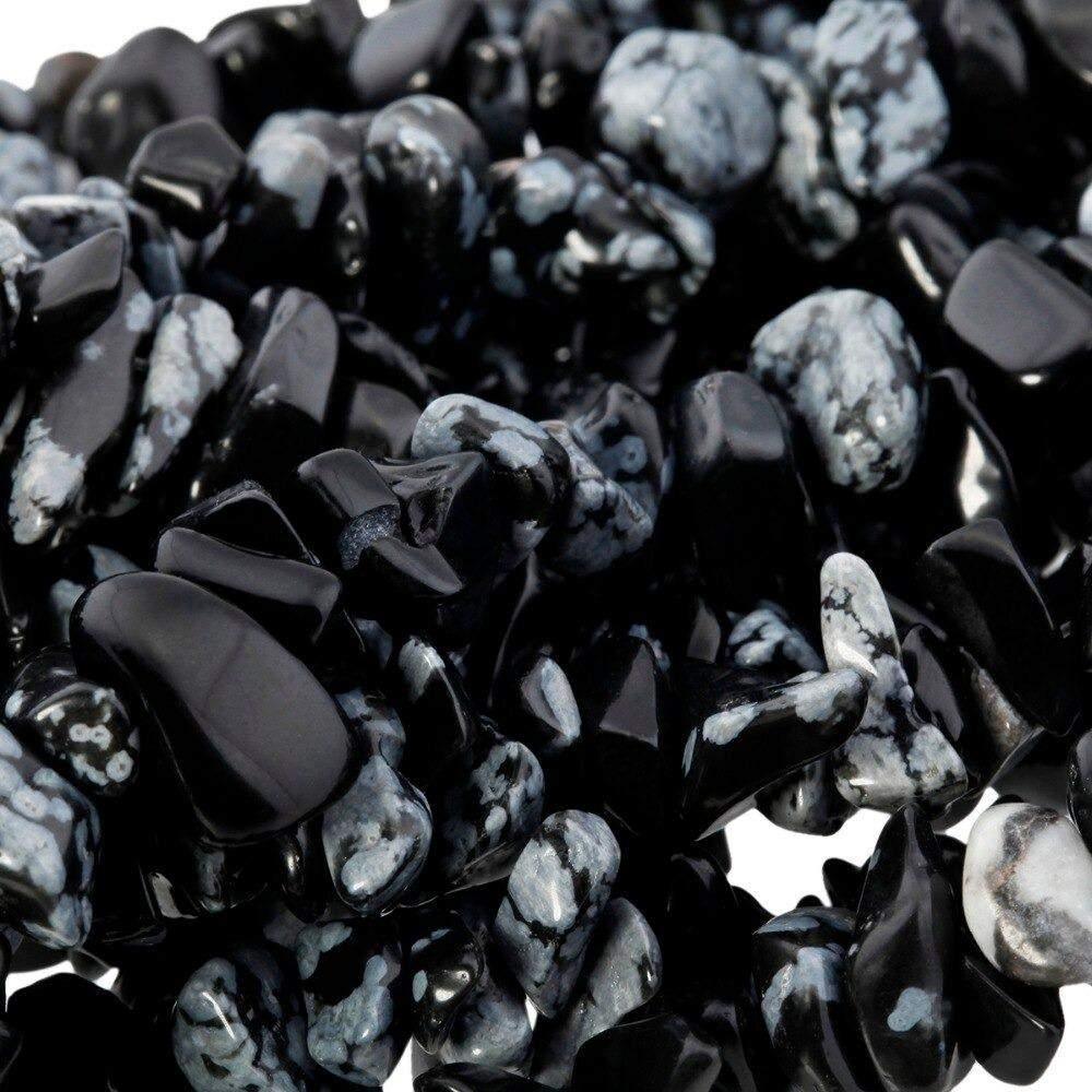 Snow Flake Obsidian Chip Beads, Gemstone Polished 5~8mm 34 Inc str,