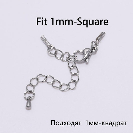 Stainless steel Lobster Clasp with Extender Chain, 5pcs