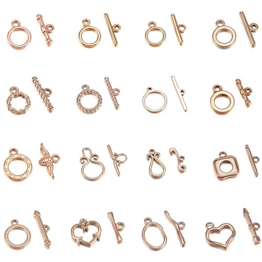 Stainless Steel OT Clasps, Rose Gold, 3 Sets