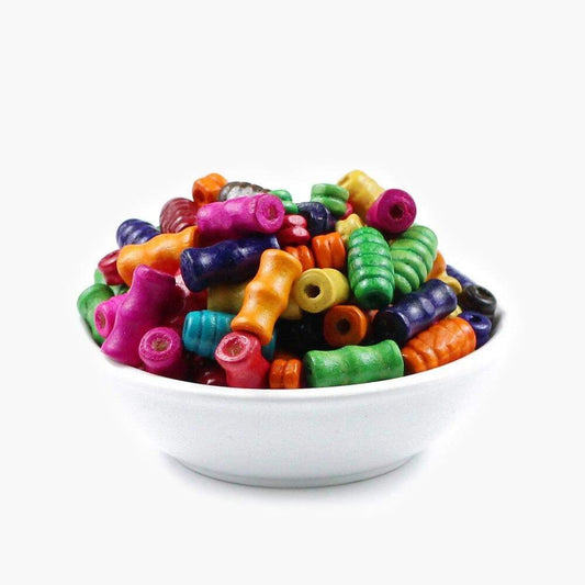 Thread oval tube Wooden Beads, Mixed Craft beads For Jewelry Making, Eco-Friendly Crafts Kids Toys 200pcs