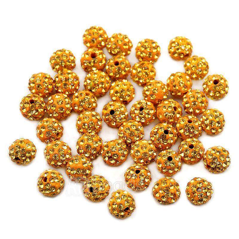 Topaz Crystal Rhinestone Round Beads, 6mm 8mm 8mm 10mm 12mm Pave Clay Disco Ball Beads, Chunky Bubble Gum Beads, Gumball Acrylic Beads
