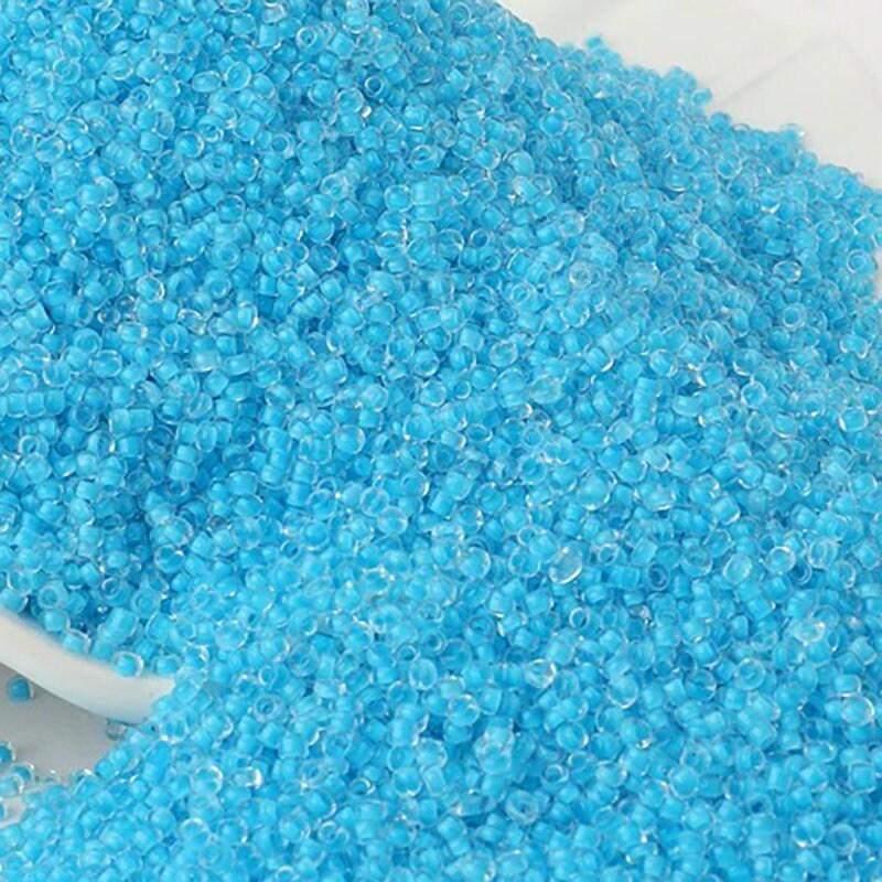 Transparent Seed Beads blue Lined, japanese seed beads, 2mm 12/0 Miyuki Delica small glass beads, Austria round beads, Clear, 1000 pcs