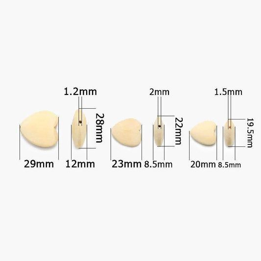 Unfinished Peach heart Wood beads, Ecofriendly Wooden Charm Loose Beads 20/22/30mm