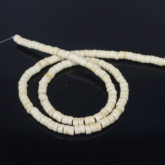 White Howlite Heishi Beads, 3x6 3x8 3x6 3x8 3x10 3x12mm, 16'' strand