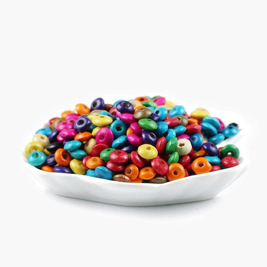 Wood Beads, Flat Round Wooden Loose Beads for Jewelry Making 6*3MM 500pcs
