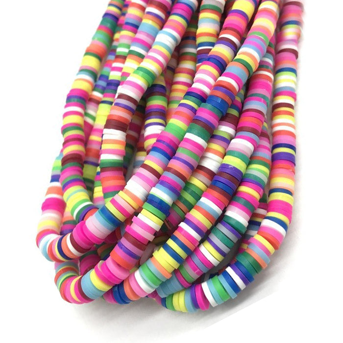 6mm Heishi Mixed Polymer Clay & African Vinyl Disc Beads
