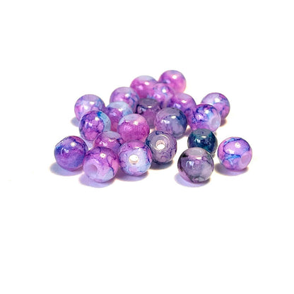 Round Coated Patterns Opaque Glass Beads 4-10mm