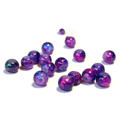 Round Coated Patterns Opaque Glass Beads 4-10mm