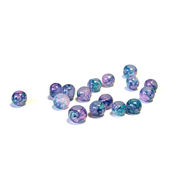 Round Coated Patterns Opaque Glass Beads 4-10mm