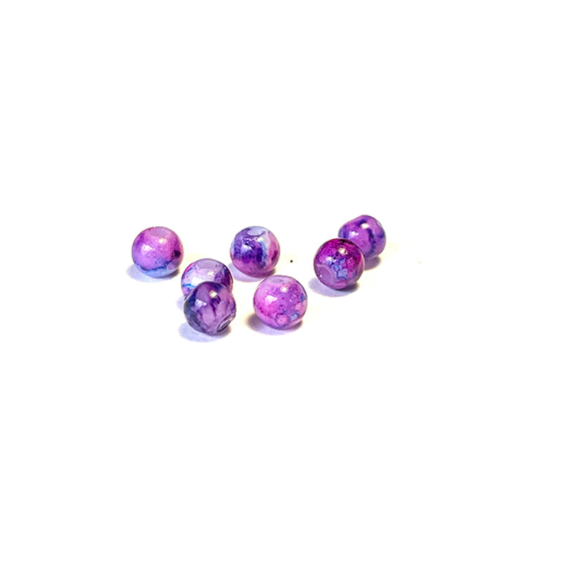 Round Coated Patterns Opaque Glass Beads 4-10mm