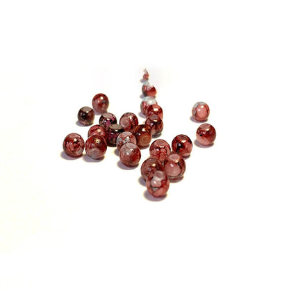 Round Coated Patterns Opaque Glass Beads 4-10mm